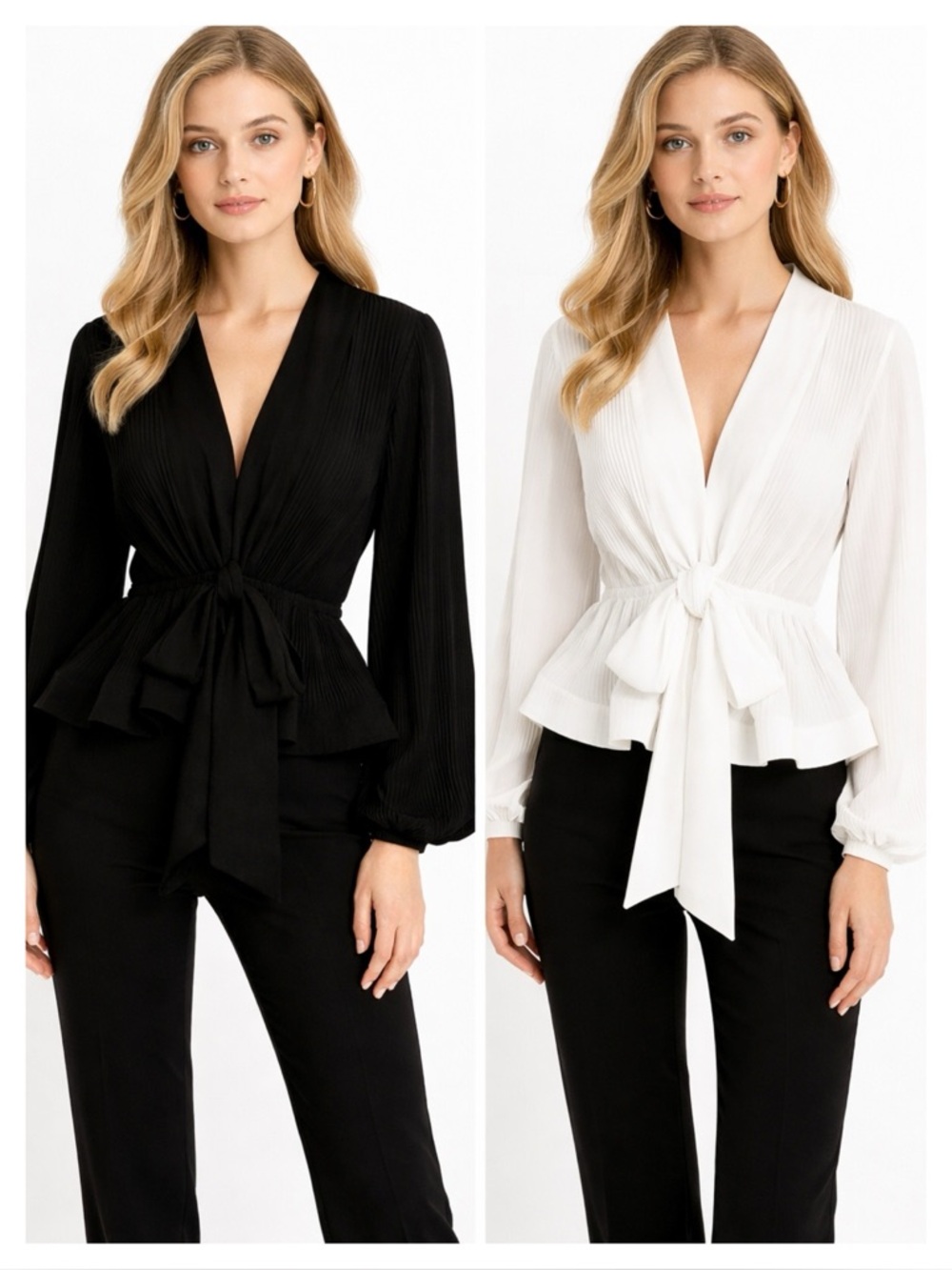 Stunning Black & White Pleated Top